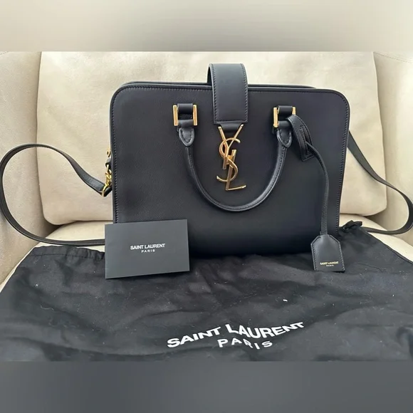 Yves Saint Laurent Bags Saint Laurentcalfskin Monogram Baby Cabas Black Poshmark